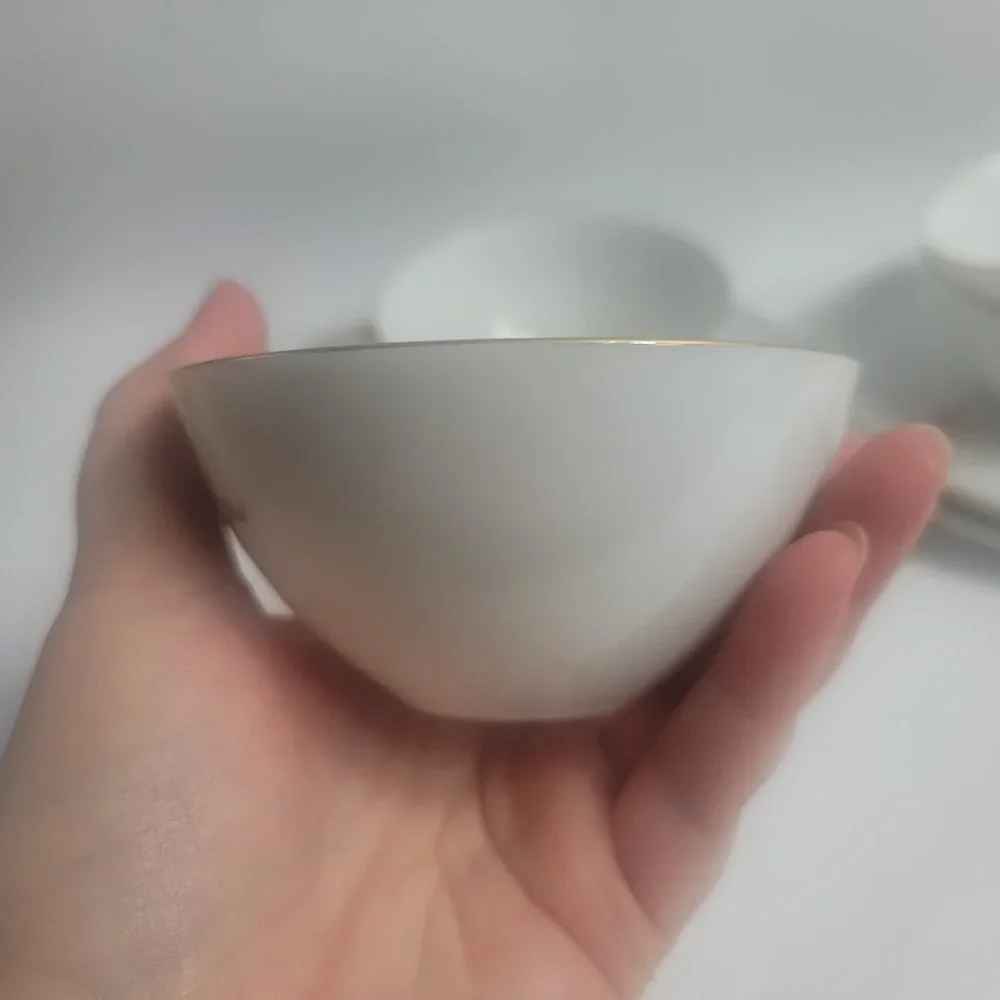 FOUR Sango Larchmont Cup & Saucer Sets White with Brown Pine Branch